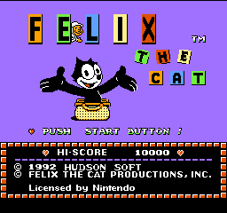 Felix the Cat title screen for NES
